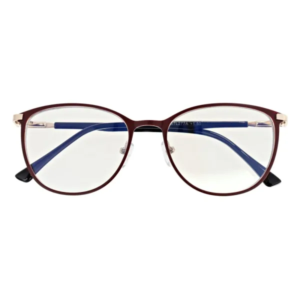 Damskie okulary +3.25 do czytania i komputera z filtrem Blue Light STL277A bordowy/złoty