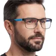 Męskie okulary +1.25 do czytania i komputera Blue Light STL282 czarny/niebieski