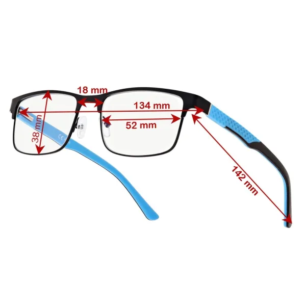 Męskie okulary +3.50 do czytania i komputera Blue Light STL282 czarny/niebieski
