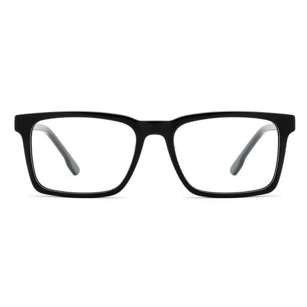 Okulary męskie oprawki korekcyjne zerówki prostokątne AC375 czarne
