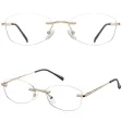 Bezramkowe damskie oprawki korekcyjne okulary zerówki kocie 848 złoty