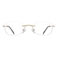 Bezramkowe damskie oprawki korekcyjne okulary zerówki kocie 848 złoty