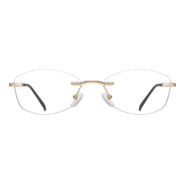 Bezramkowe damskie oprawki korekcyjne okulary zerówki kocie 848 złoty