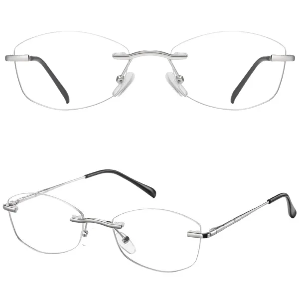 Bezramkowe damskie oprawki korekcyjne okulary zerówki 848B srebrny ciemny
