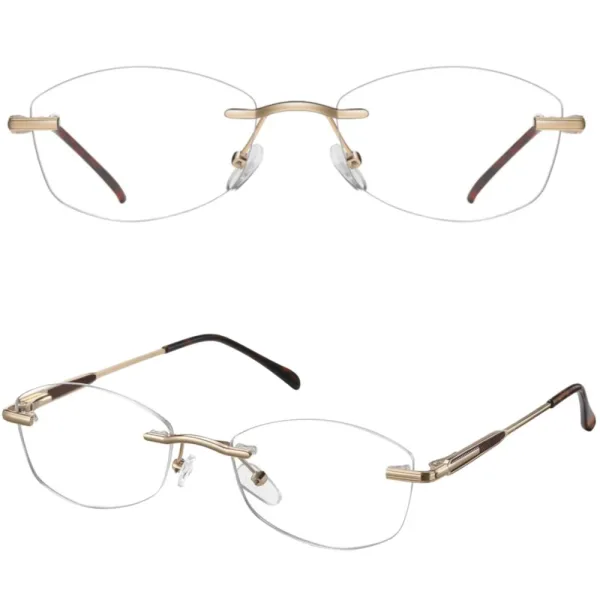 Bezramkowe damskie oprawki korekcyjne okulary zerówki 849A złoty/brązowy