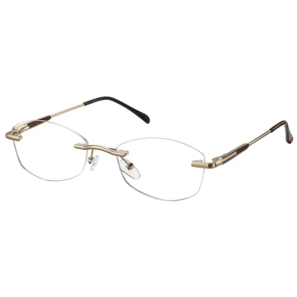 Bezramkowe damskie oprawki korekcyjne okulary zerówki 849A złoty/brązowy