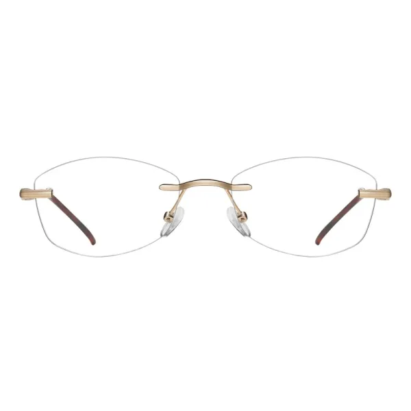 Bezramkowe damskie oprawki korekcyjne okulary zerówki 849A złoty/brązowy