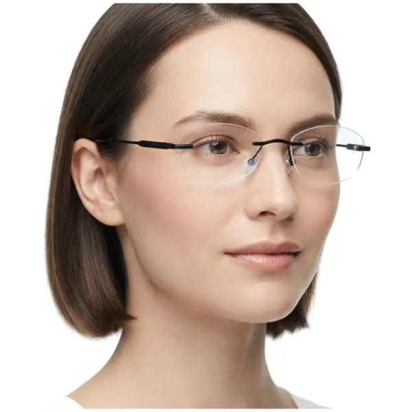 Bezramkowe damskie oprawki korekcyjne okulary zerówki 849C czarny/szary