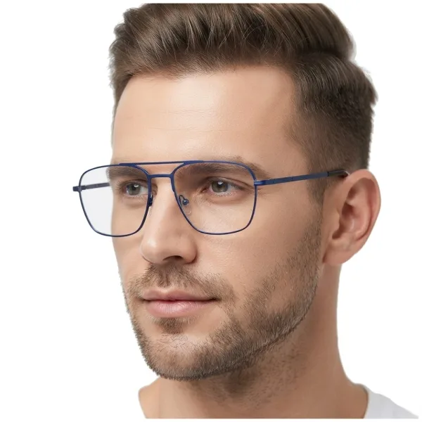 Męskie okulary zerówki oprawki korekcyjne pilotki Flex 850B granatowe