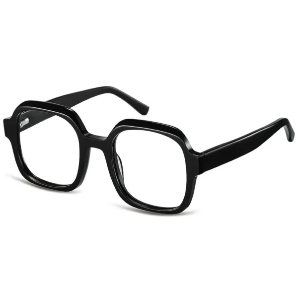 Okulary acetatowe oprawki korekcyjne zerówki kwadratowe AC367 czarne 