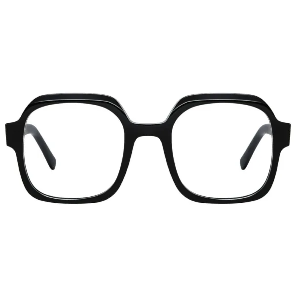 Okulary acetatowe oprawki korekcyjne zerówki kwadratowe AC367 czarne 