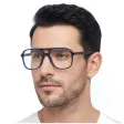 Okulary acetatowe oprawki korekcyjne zerówki pilotki AC366D granatowe