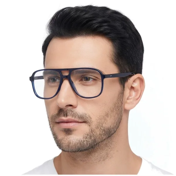 Okulary acetatowe oprawki korekcyjne zerówki pilotki AC366D granatowe