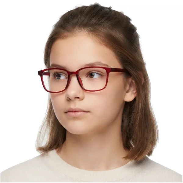 Okulary dla juniorów 8-12 lat oprawki korekcyjne zerówki 'medium' M-CP102A czerwone 