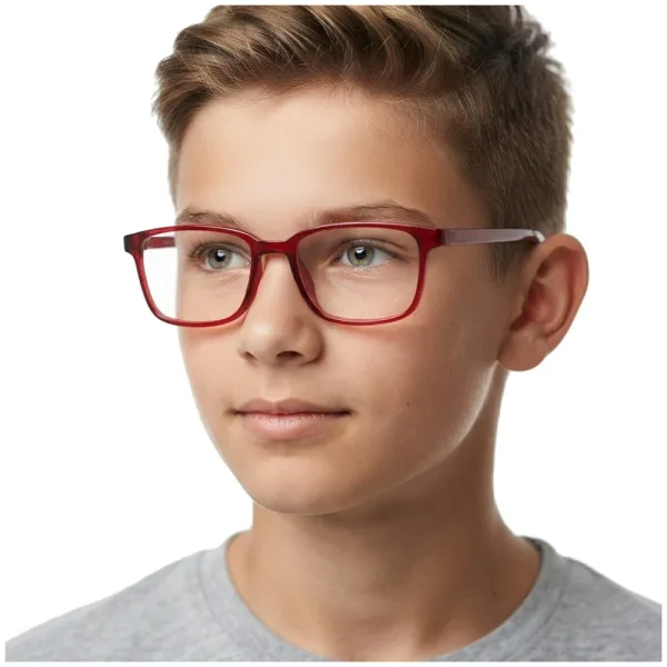 Okulary dla juniorów 8-12 lat oprawki korekcyjne zerówki 'medium' M-CP102A czerwone
