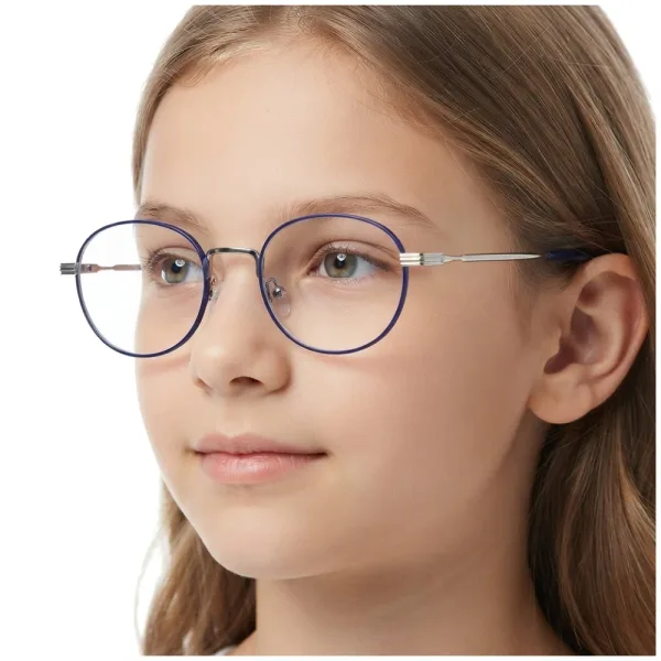 Okulary dla juniorów 8-12 lat zerówki oprawki korekcyjne MK45E grafit/granatowy