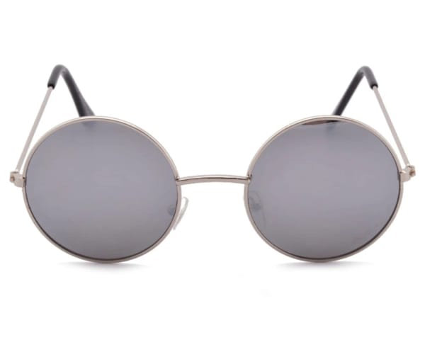 Lenonki srebrne lustrzane przeciwsłoneczne hippie retro 447A