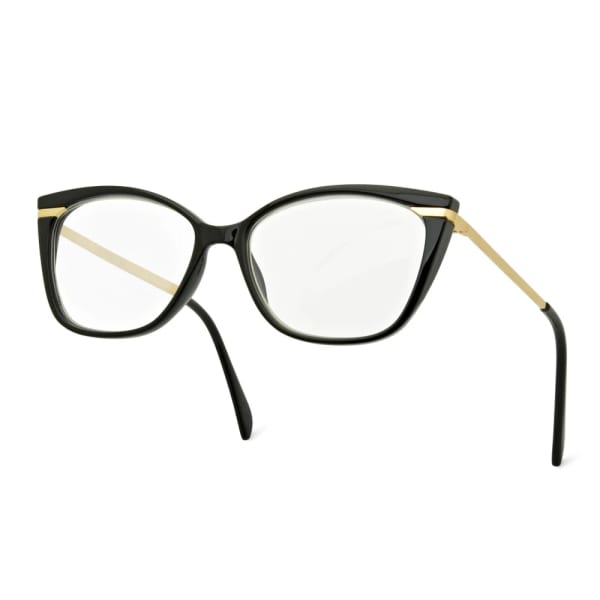 Plusy +2.50 damskie okulary do czytania korekcyjne Kocie Oczy ST327 czarno-złote