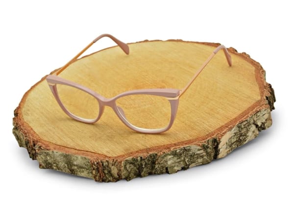 Plusy +2.00 damskie okulary do czytania korekcyjne Kocie Oczy ST327A pudrowy róż + złoto