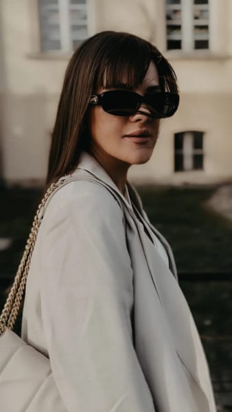 Damskie owalne okulary przeciwsłoneczne z filtrem UV400 czarne ST-FAS1