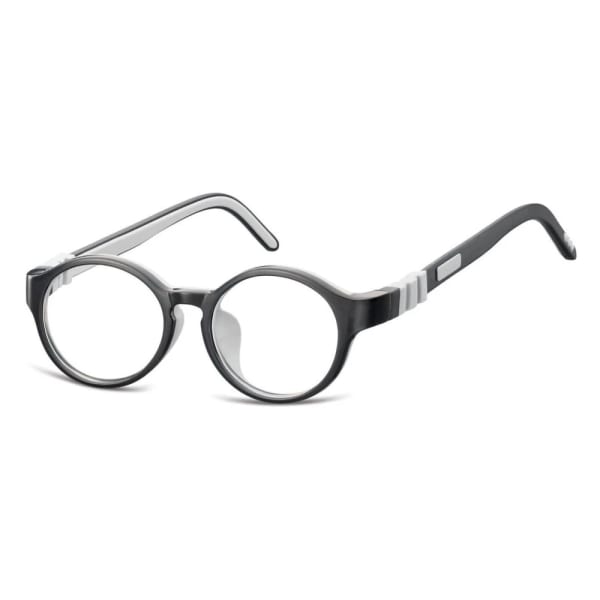 Elastyczne dziecięce oprawki okularowe zerówki okrągłe + gumka Sunoptic K7C czarne