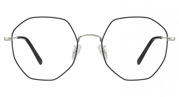 Lenonki Sześciokątne Okulary oprawki optyczne 925F czarno-srebrne