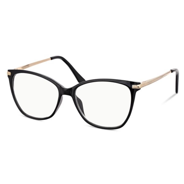 Plusy +2.00 damskie okulary do czytania korekcyjne Kocie Oczy z flexami ST320 czarno-złote