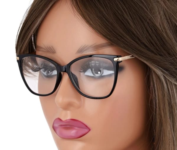Plusy +2.50 damskie okulary do czytania korekcyjne Kocie Oczy z flexami ST320 czarno-złote
