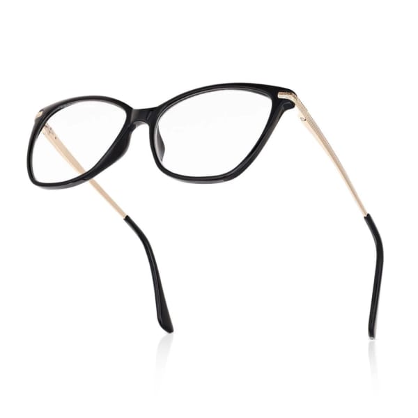 Plusy +2.50 damskie okulary do czytania korekcyjne Kocie Oczy z flexami ST320 czarno-złote