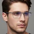 Srebrne męskie okulary do komputera BLUE LIGHT zerówki 2553B