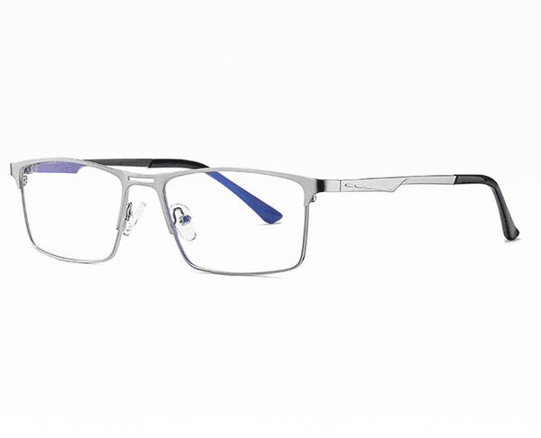 Srebrne męskie okulary do komputera BLUE LIGHT zerówki 2553B