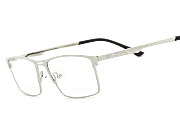 Srebrne męskie okulary do komputera BLUE LIGHT zerówki 2553B