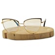 Okulary damskie kocie do komputera z filtrem Blue Light, zerówki 2586 złoty/czarny