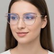 Okulary kocie do komputera damskie z filtrem BLUE Light zerówki 2586-5 złoty/brudny róż