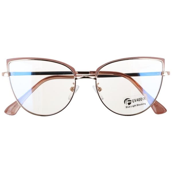 Okulary kocie do komputera damskie z filtrem BLUE Light zerówki 2586-5 złoty/brudny róż