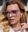 Damskie kwadratowe okulary zerówki do komputera BLUE LIGHT z flexami 25130G