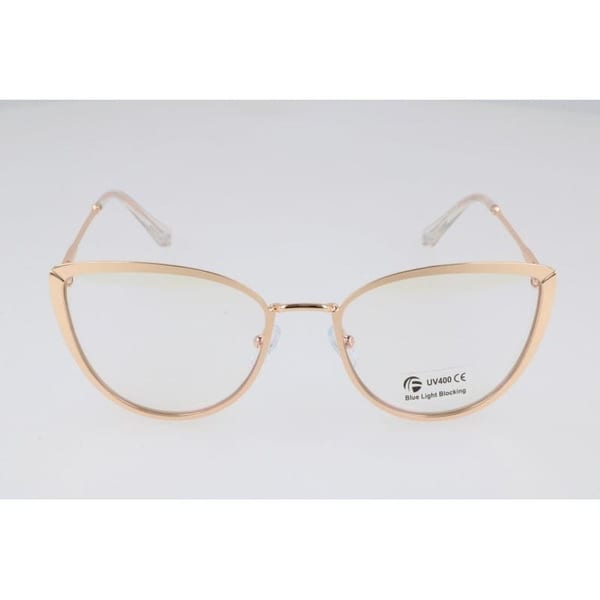 Złote okulary kocie do komputera damskie z filtrem BLUE Light zerówki 2583-6