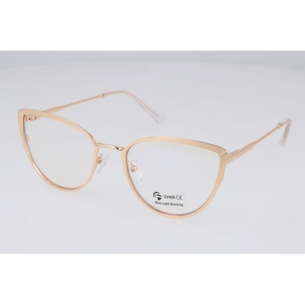 Złote okulary kocie do komputera damskie z filtrem BLUE Light zerówki 2583-6