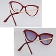 Bordowe damskie kocie okulary do komputera z nakładką przeciwsłoneczną Clip-on 2593-4