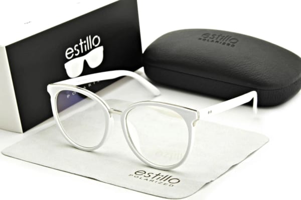 Białe okulary damskie z filtrem BLUE LIGHT do komputera zerówki EST-109K-5