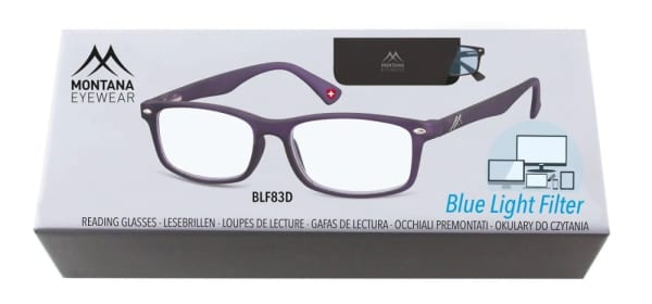 Okulary z filtrem do Komputera i Czytania moc: +2.00 z Antyrefleksem Montana BLFBOX83D