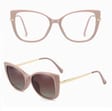 2w1 Okulary damskie do komputera z nakładką przeciwsłoneczną na magnes Clip-On 25138B różowe