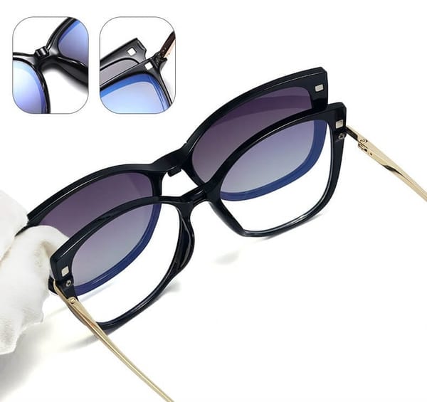 2w1 Okulary damskie do komputera z nakładką przeciwsłoneczną na magnes Clip-On 25138B różowe