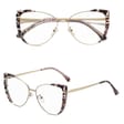 Damskie kocie okulary zerówki do komputera BLUE LIGHT z flexami 25136A panterka/złoty