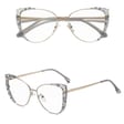 Damskie kocie okulary zerówki do komputera BLUE LIGHT z flexami 25136B szary/złoty