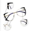 Damskie kocie okulary zerówki do komputera BLUE LIGHT z flexami 25136E bezbarwne/złote