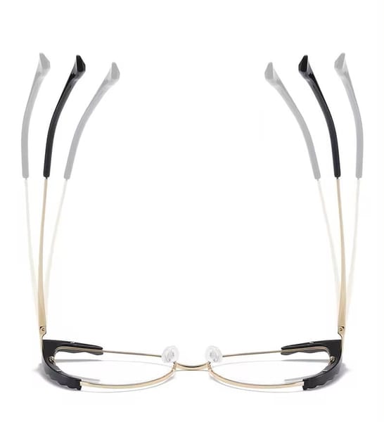 Damskie kocie okulary zerówki do komputera BLUE LIGHT z flexami 25136E bezbarwne/złote