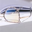 Damskie kocie okulary zerówki do komputera BLUE LIGHT z flexami 25137A szary/złoty