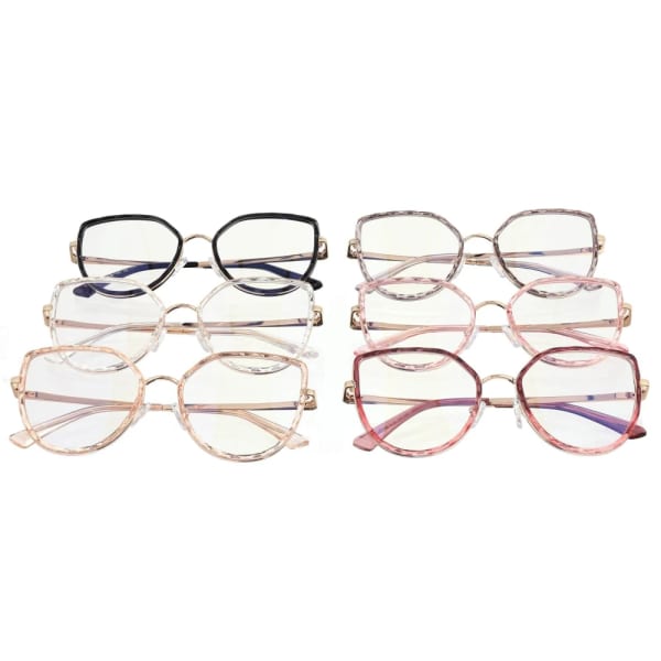 Damskie kocie okulary zerówki do komputera BLUE LIGHT z flexami 25137C fiolet/złoty