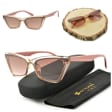 Szerokie pudrowe damskie okulary przeciwsłoneczne Exclusive kocie CO-384A